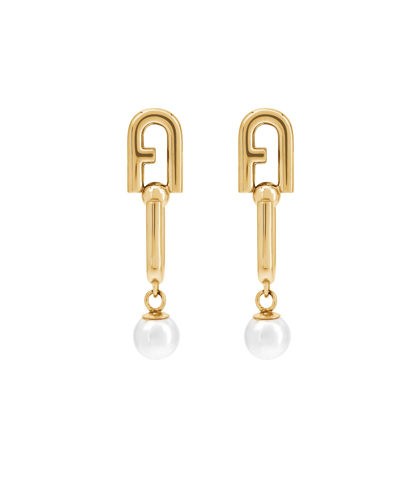 Women Chained Logo Earrings Gold