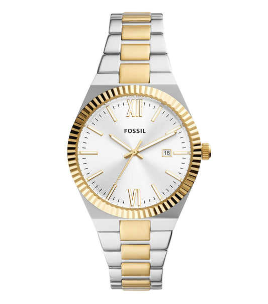 Fossil watch in vibrant scarlette color, showcasing a captivating front angle, designed with elegance and precision, perfect for style enthusiasts.