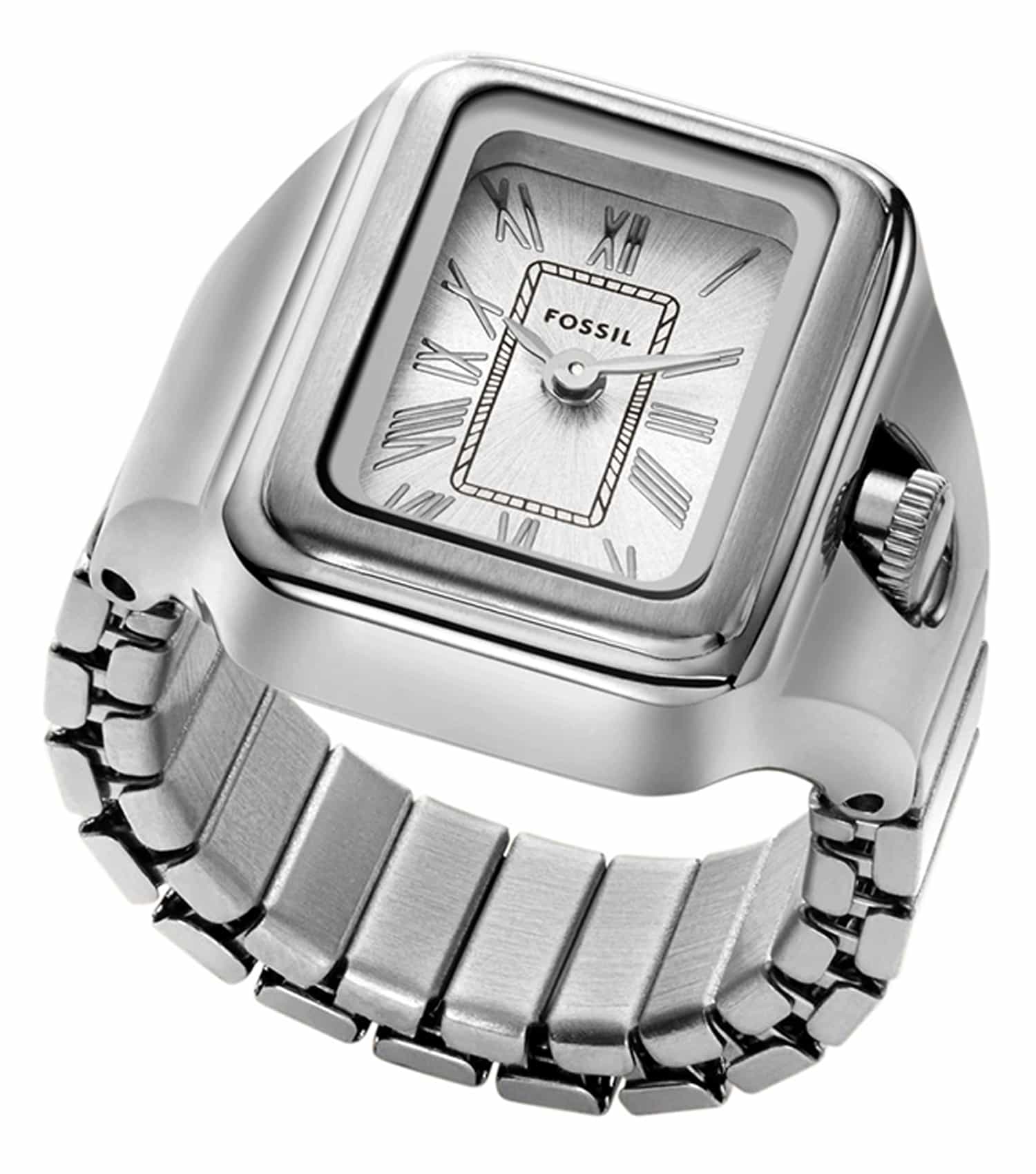 Fossil quartz watch in vibrant red, elegant design side view showing gold-tone accents on bracelet, modern style, timeless appeal