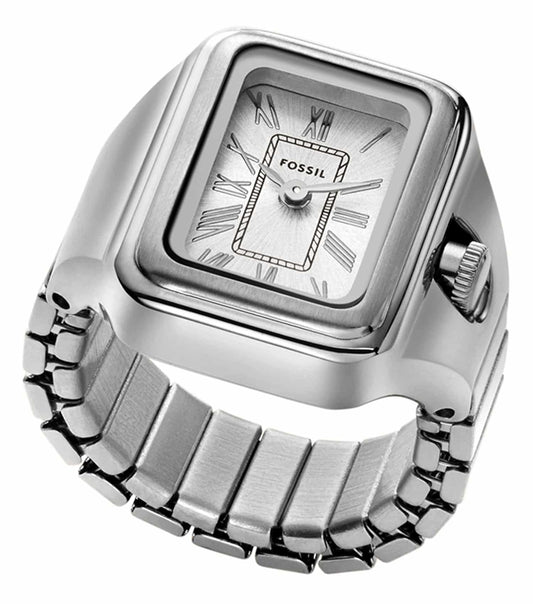 Fossil quartz watch in vibrant red, elegant design side view showing gold-tone accents on bracelet, modern style, timeless appeal