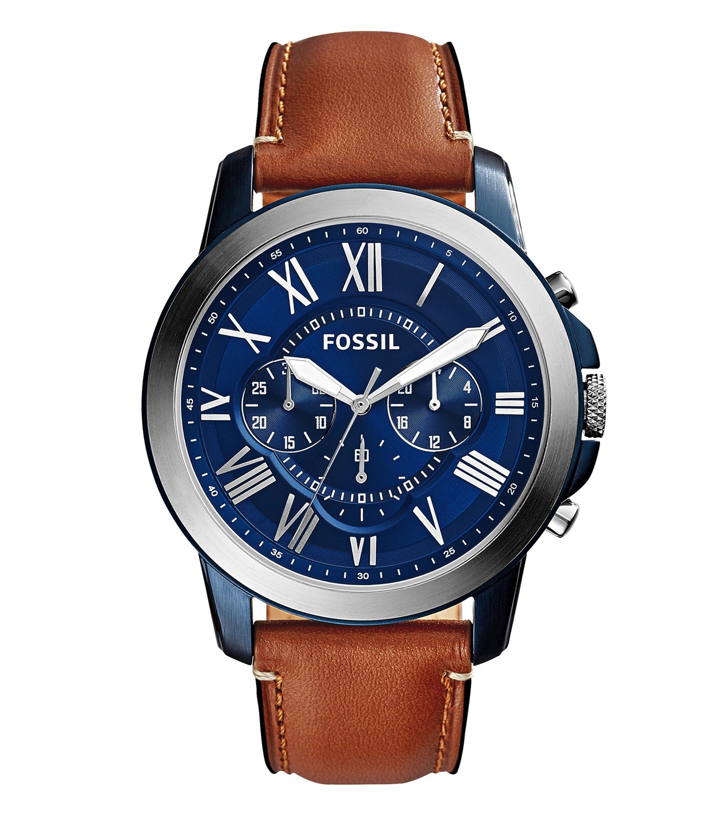 Fossil quartz watch in side view, featuring a sleek black dial and leather strap, highlighting modern elegance and timeless design.
