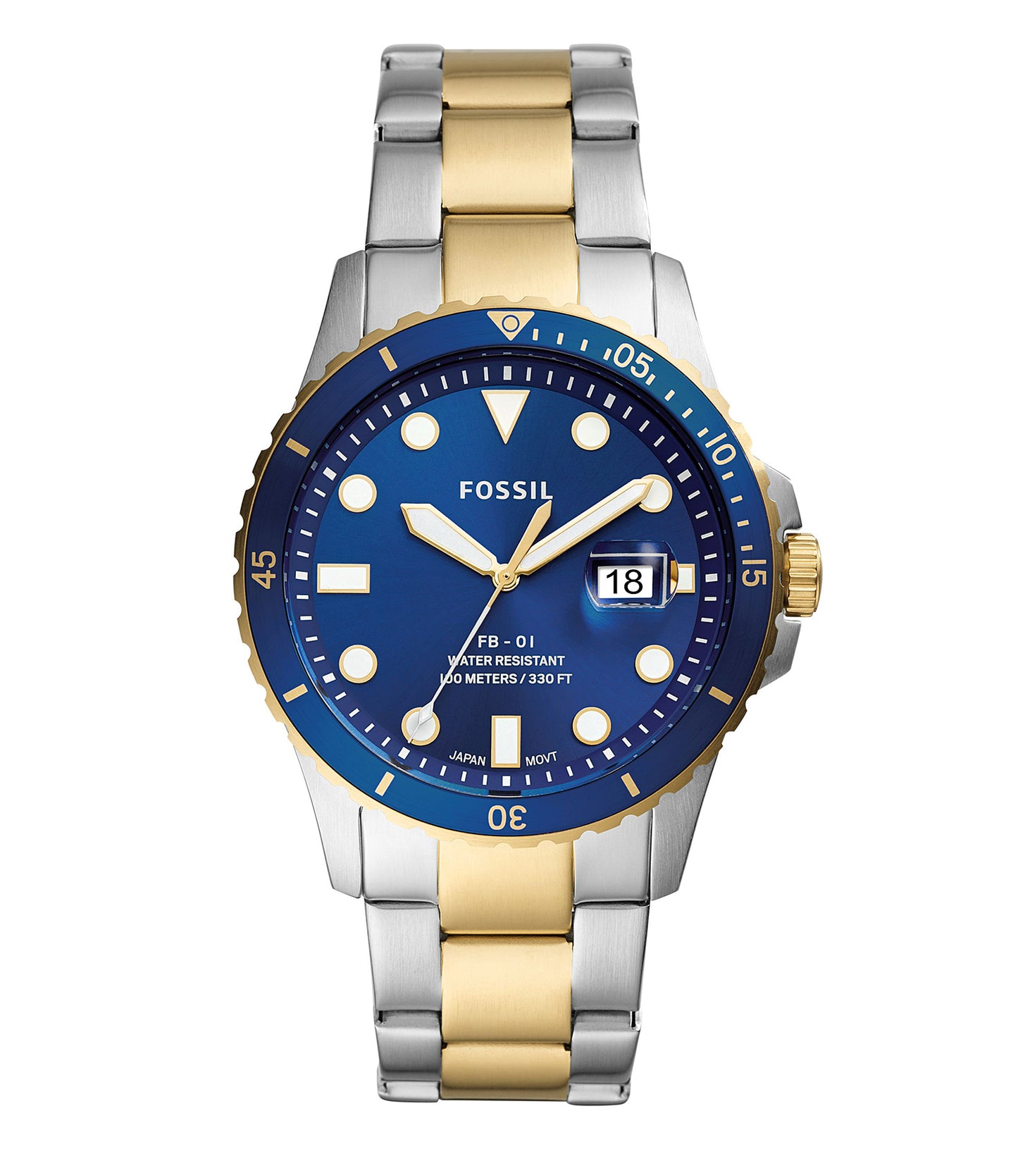 Fossil men's watch FS5742 in a classic shade, showcasing an elegant, minimalist dial and leather strap from a front angle.