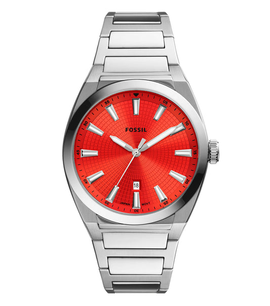 Fossil Quartz watch in FS5984 model, displaying a stylish grey face from a 42-degree angle, exuding modern elegance.