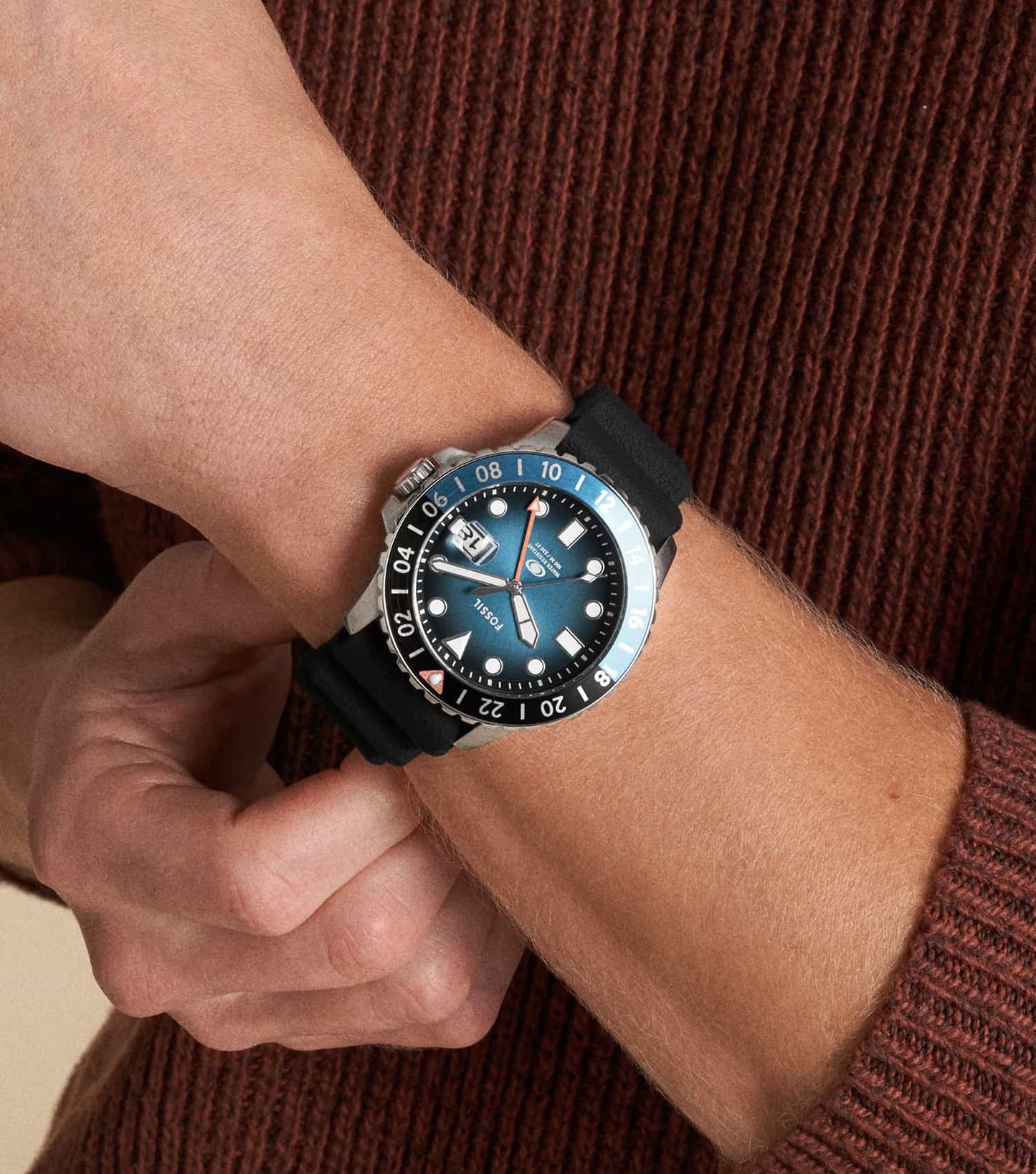 Men Fossil Blue Quartz Watch 46mm