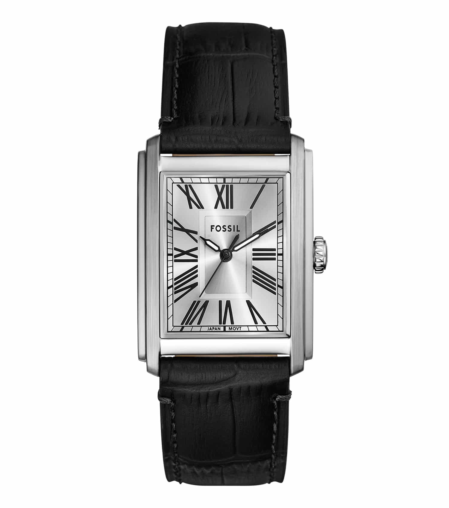 Carraway Fossil watch in side angle, showcasing its sleek design and luxurious gold-tone finish against a minimalistic background.