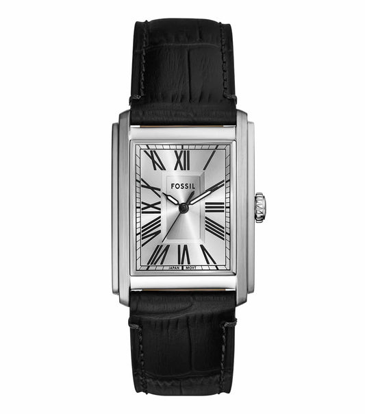 Carraway Fossil watch in side angle, showcasing its sleek design and luxurious gold-tone finish against a minimalistic background.