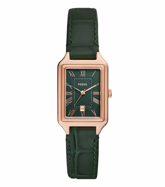 Fossil Quartz Watch with sleek beige face and minimalist design, side view showcasing the elegant metallic strap and details.