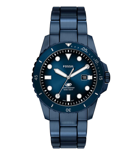 Men Fossil Blue Quartz  42mm