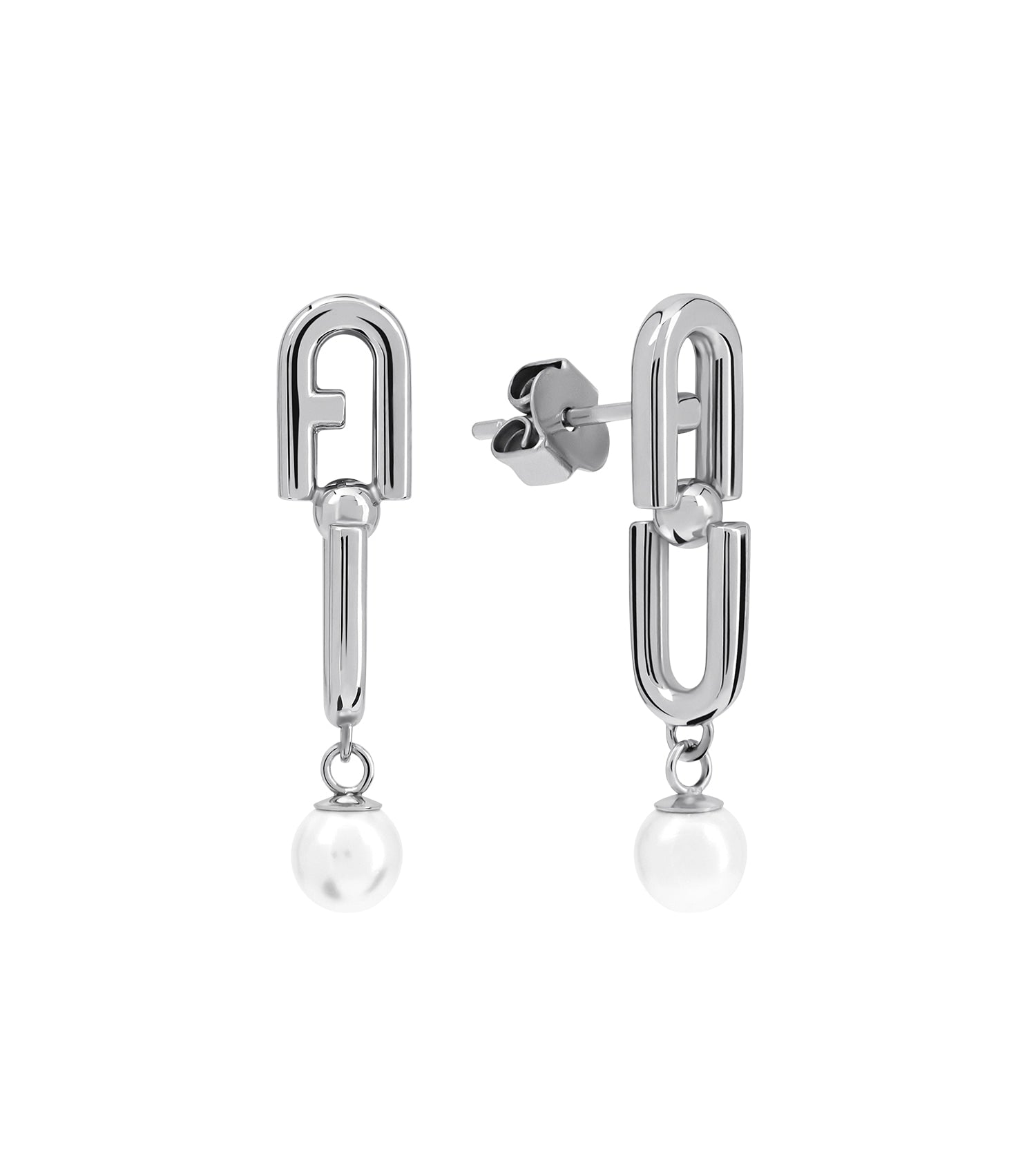 Women CHAINED LOGO Earrings Silver