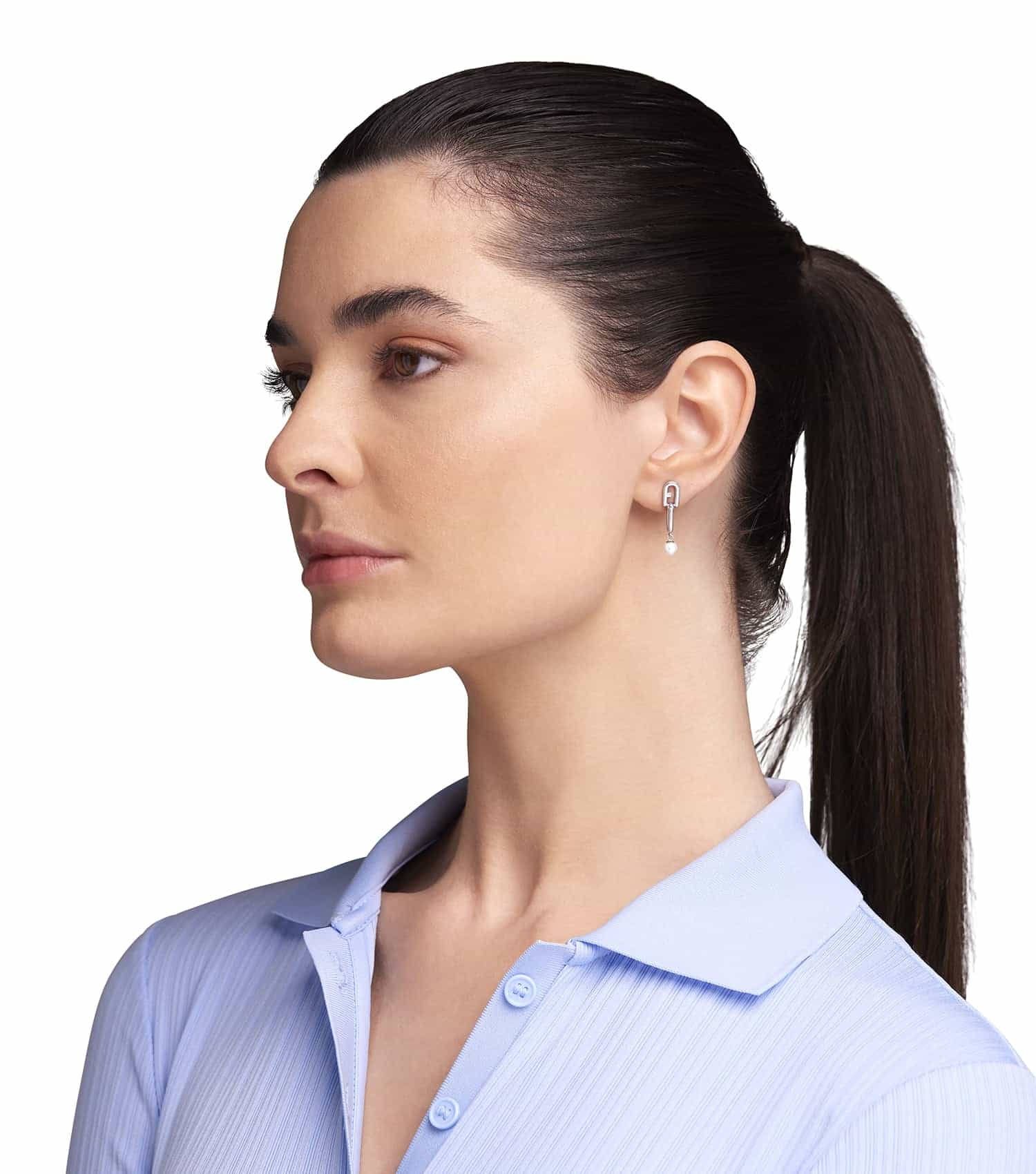 Women CHAINED LOGO Earrings Silver