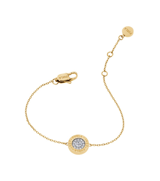 Furla gold bracelet with a classic, polished finish; top-angle view showcasing its elegant simplicity and exquisite craftsmanship.