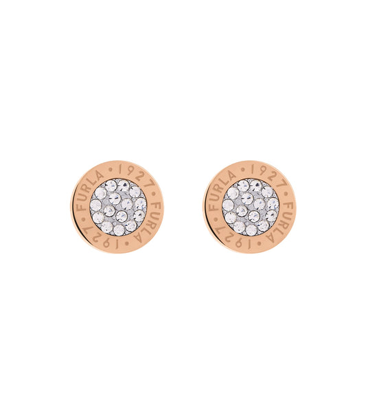 Furla silver earrings, side angle, showcasing sleek design, capturing the essence of elegance and modern style.
