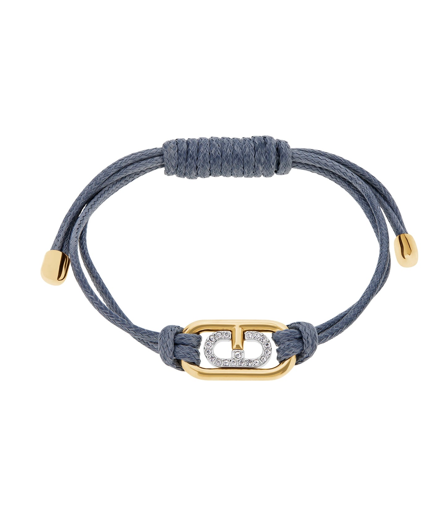 Furla gold bracelet with unique design, elegantly captured from side angle, showcasing its luxurious craftsmanship and gleaming hue.