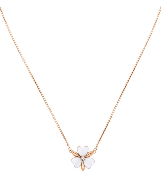 Rose gold Furla necklace displayed at a 45-degree angle showcasing elegant chain links and a subtle shine, embodying timeless luxury.