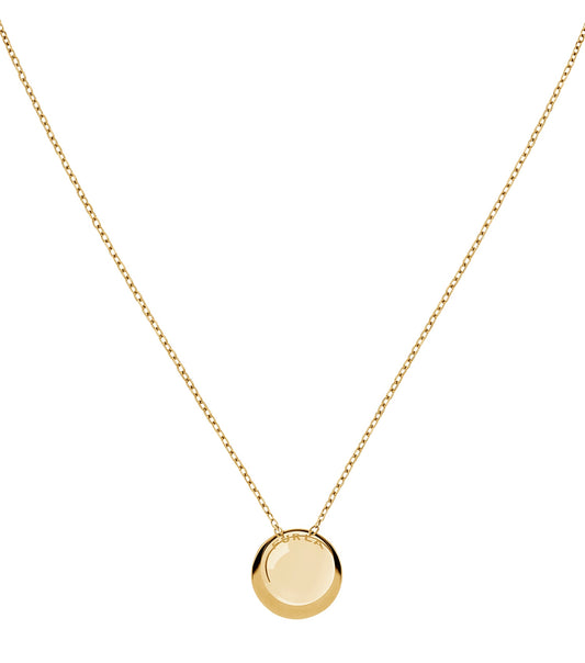 Furla gold necklace captured from a frontal angle, showcasing elegant chain design and chic brand lifestyle, perfect for fashion enthusiasts.