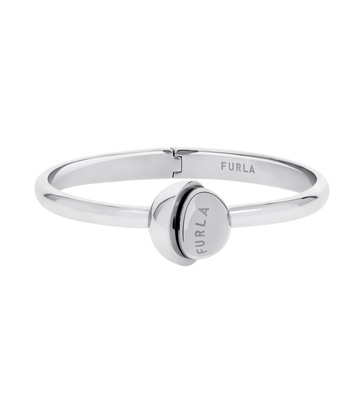 Gold-colored Furla bracelet with elegant charm, showcased from a top angle, highlighting its intricate design and luxurious shine.