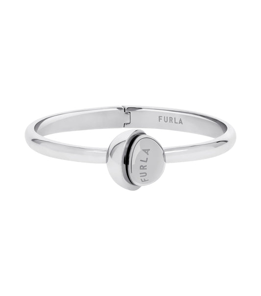 Gold-colored Furla bracelet with elegant charm, showcased from a top angle, highlighting its intricate design and luxurious shine.