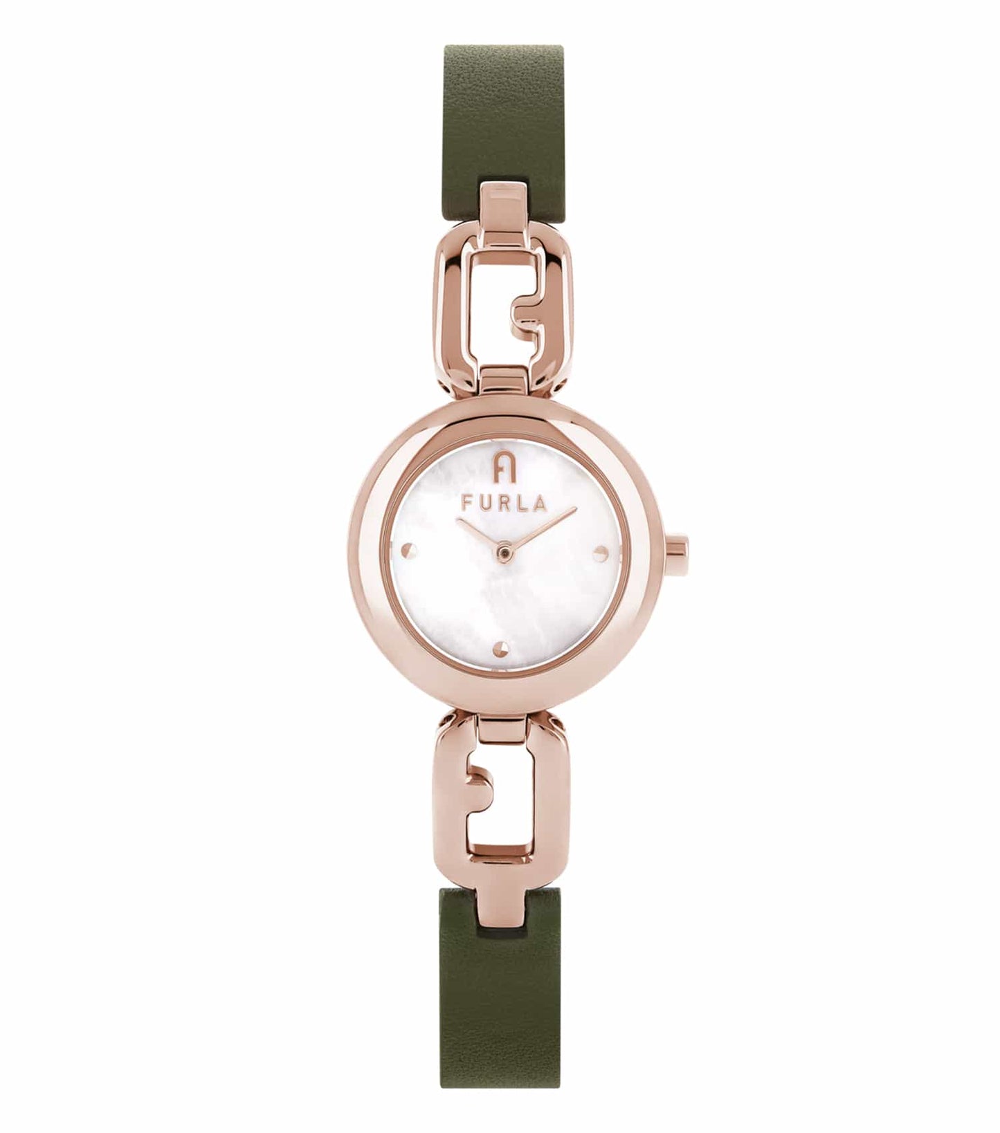 Furla watch in rich Arco color, front angle view showcasing sleek design, elegant dial and stylish strap
