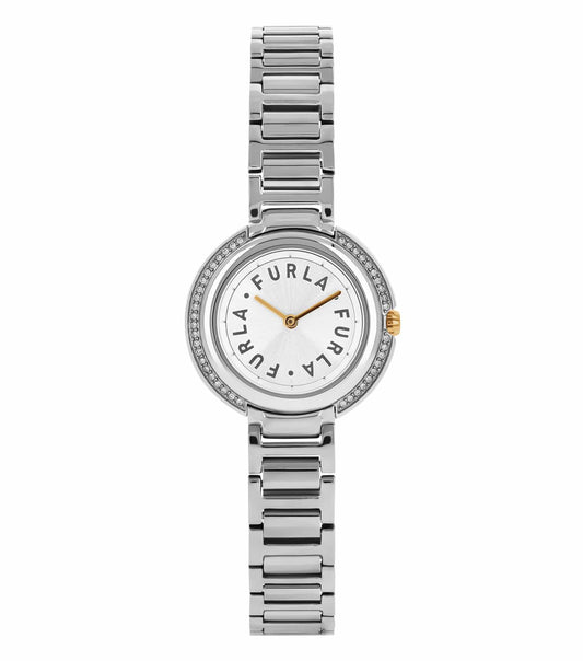 Furla watch in solid color, angled front view showcasing sleek design; a passion for wristwear elegance and precision.