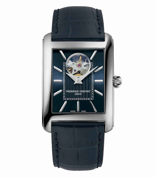Frederique Constant red watch face angled view, detailed design, sleek red leather strap, luxury wristwatch timeless elegance