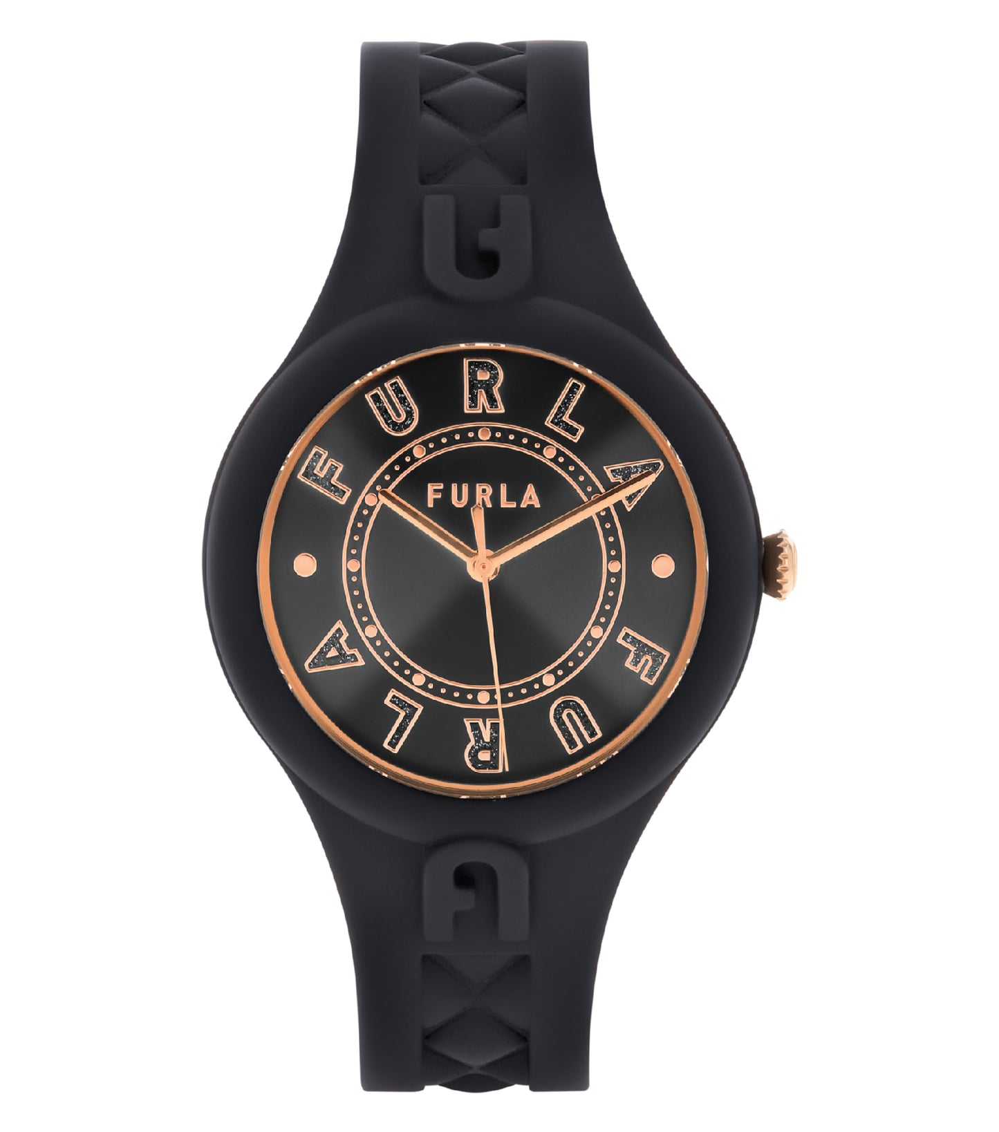 Furla watch in none color, elegantly displayed from a frontal angle with a minimalist design showcasing its sleek round face.