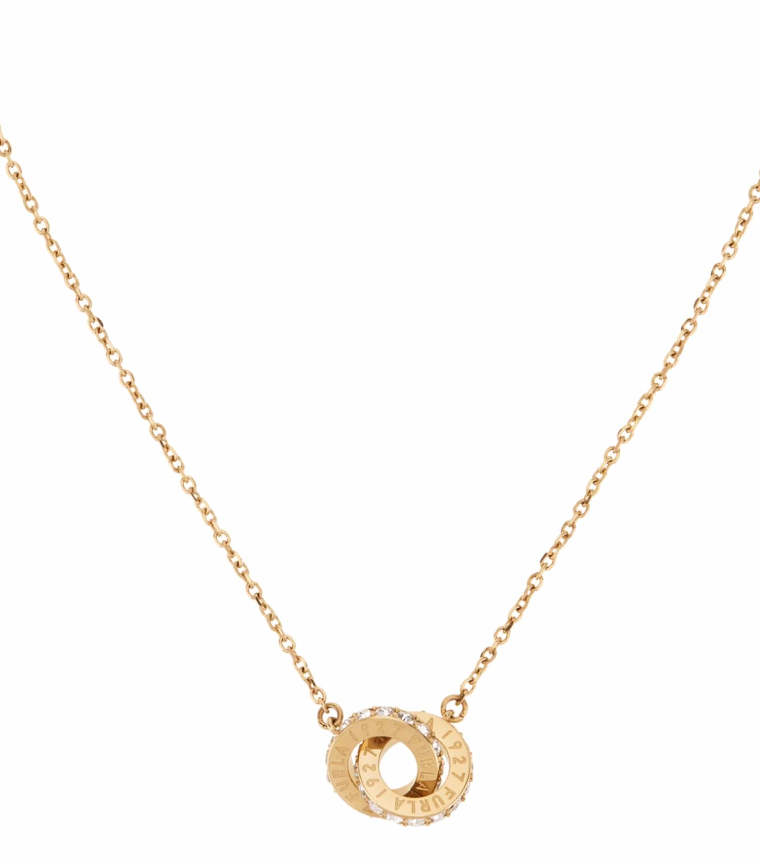Women Furla 1927 Necklace Gold Stainless Steel & Crystals