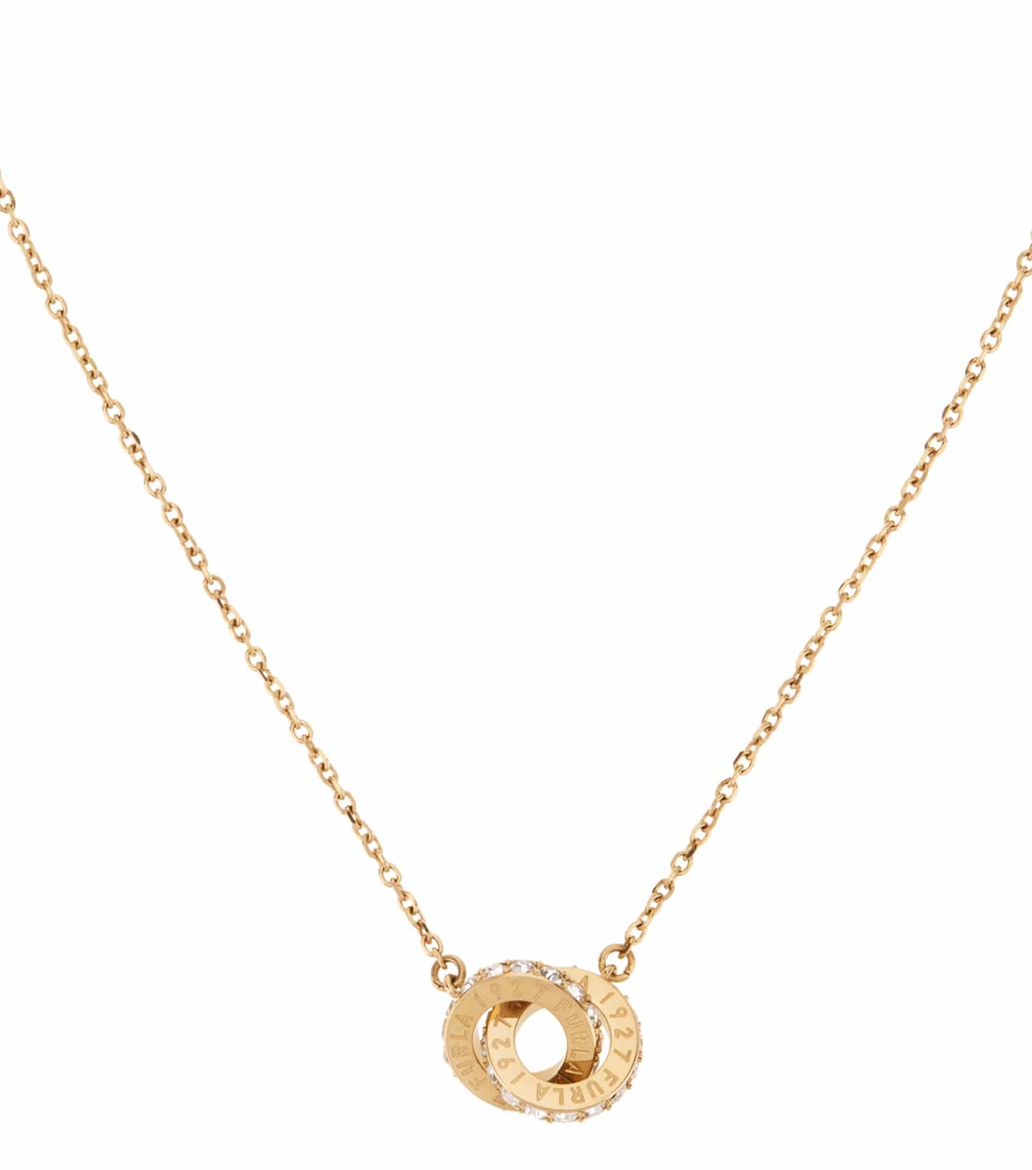 Women Furla 1927 Necklace Gold Stainless Steel & Crystals