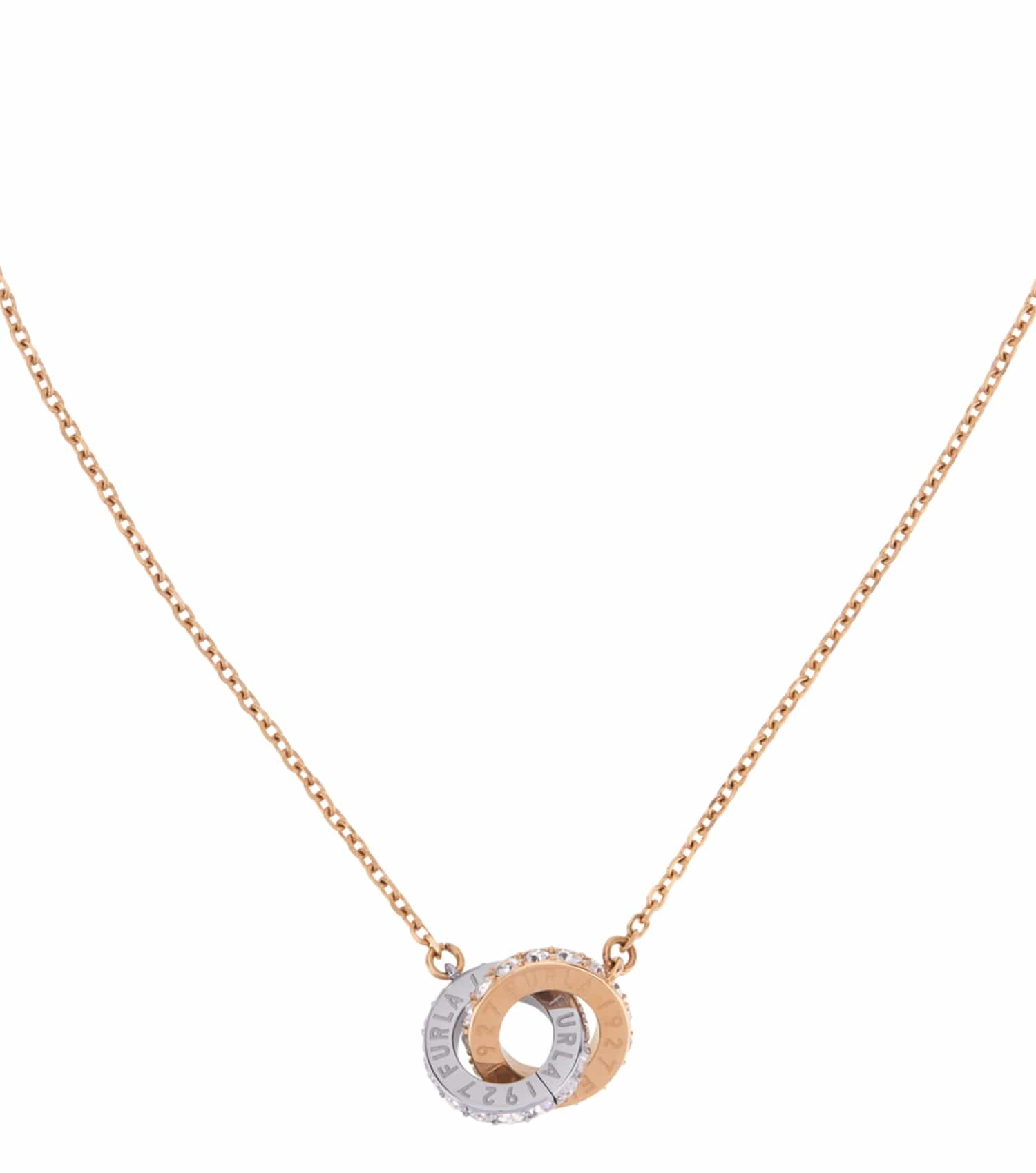 Women Furla 1927 Necklace Gold Stainless Steel & Crystals