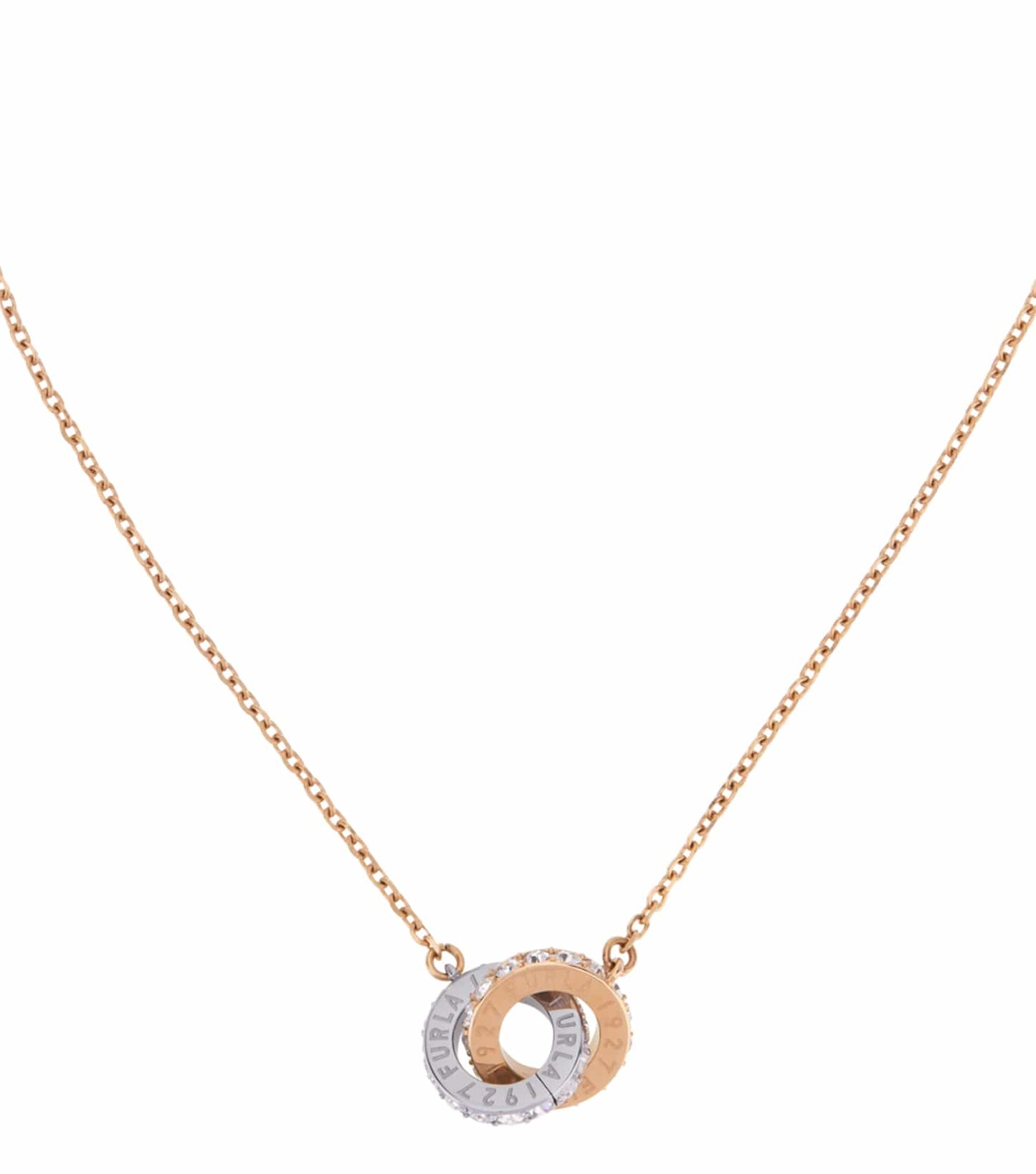 Women Furla 1927 Necklace Gold Stainless Steel & Crystals
