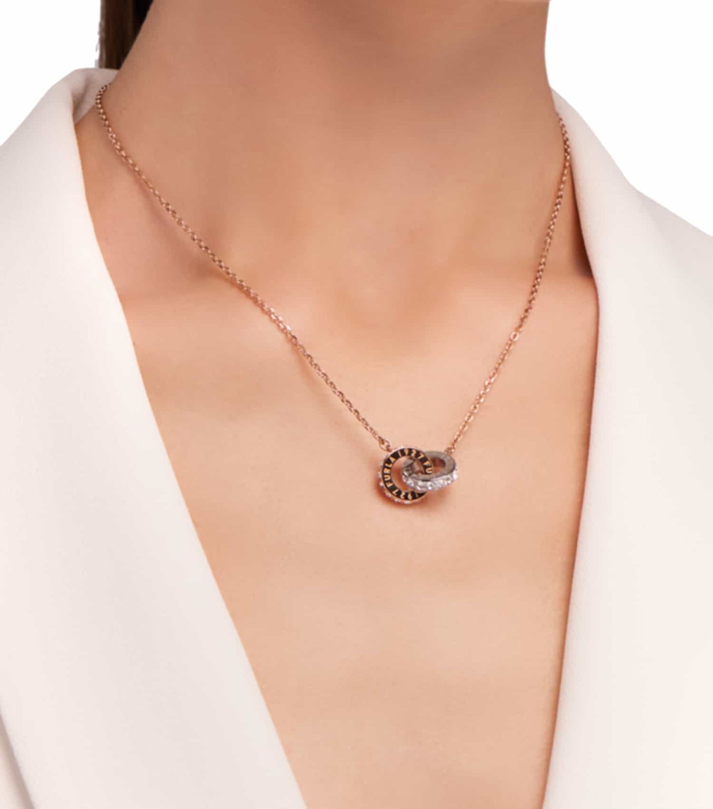 Women Furla 1927 Necklace Gold Stainless Steel & Crystals