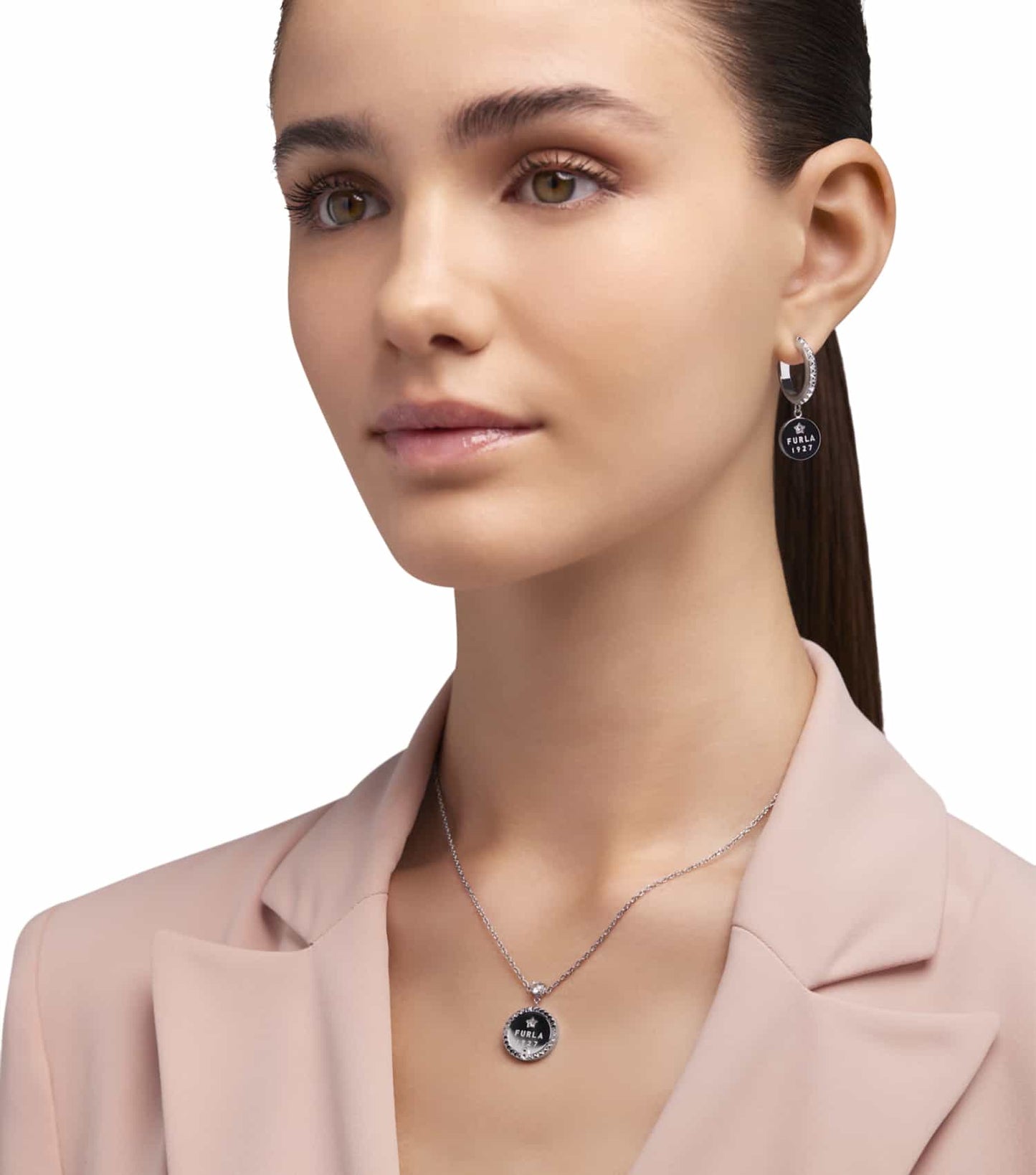Women Studs Necklace Gold Stainless steel & crystals