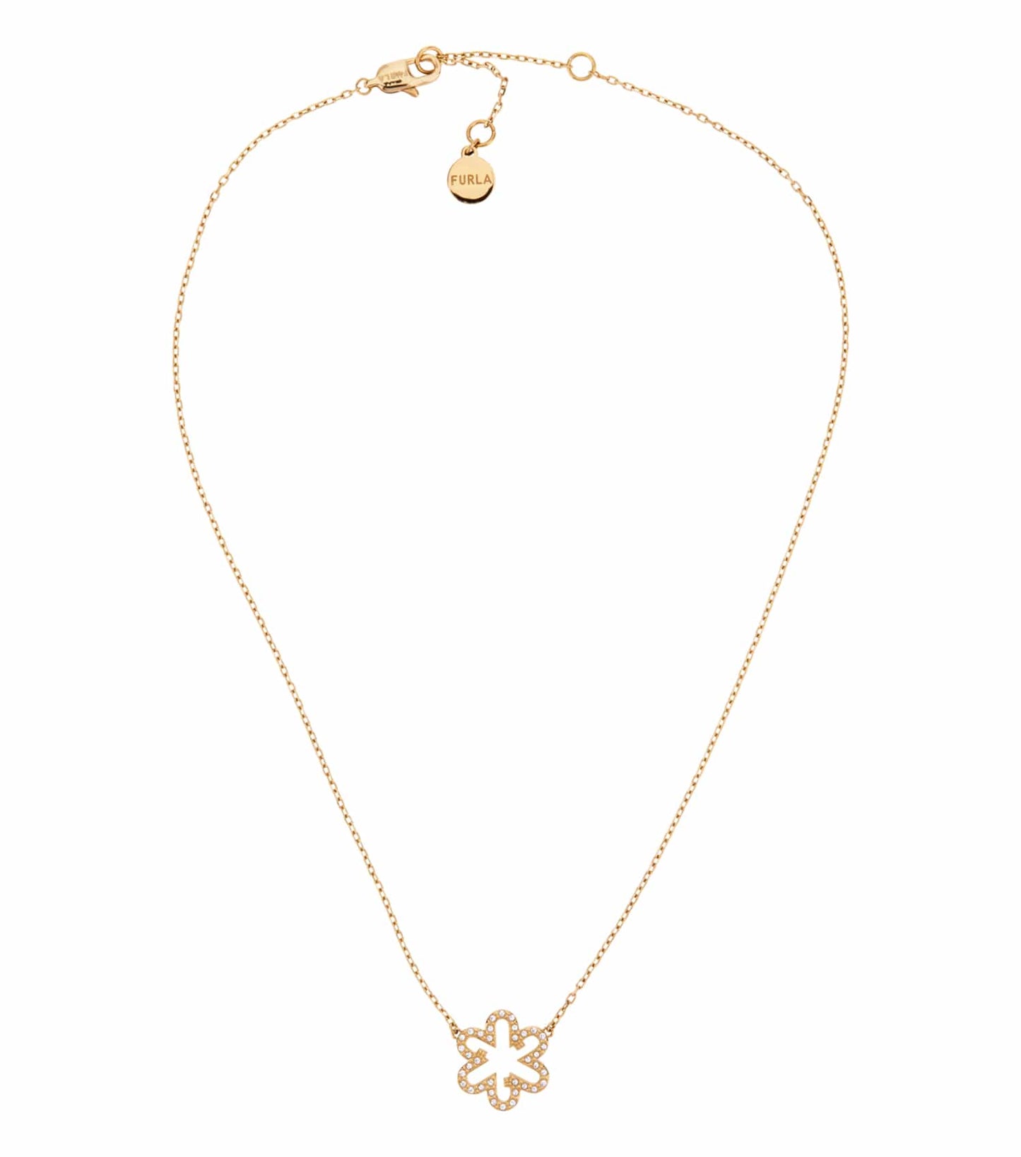 Women Fleur Necklace Gold Stainless steel & crystals