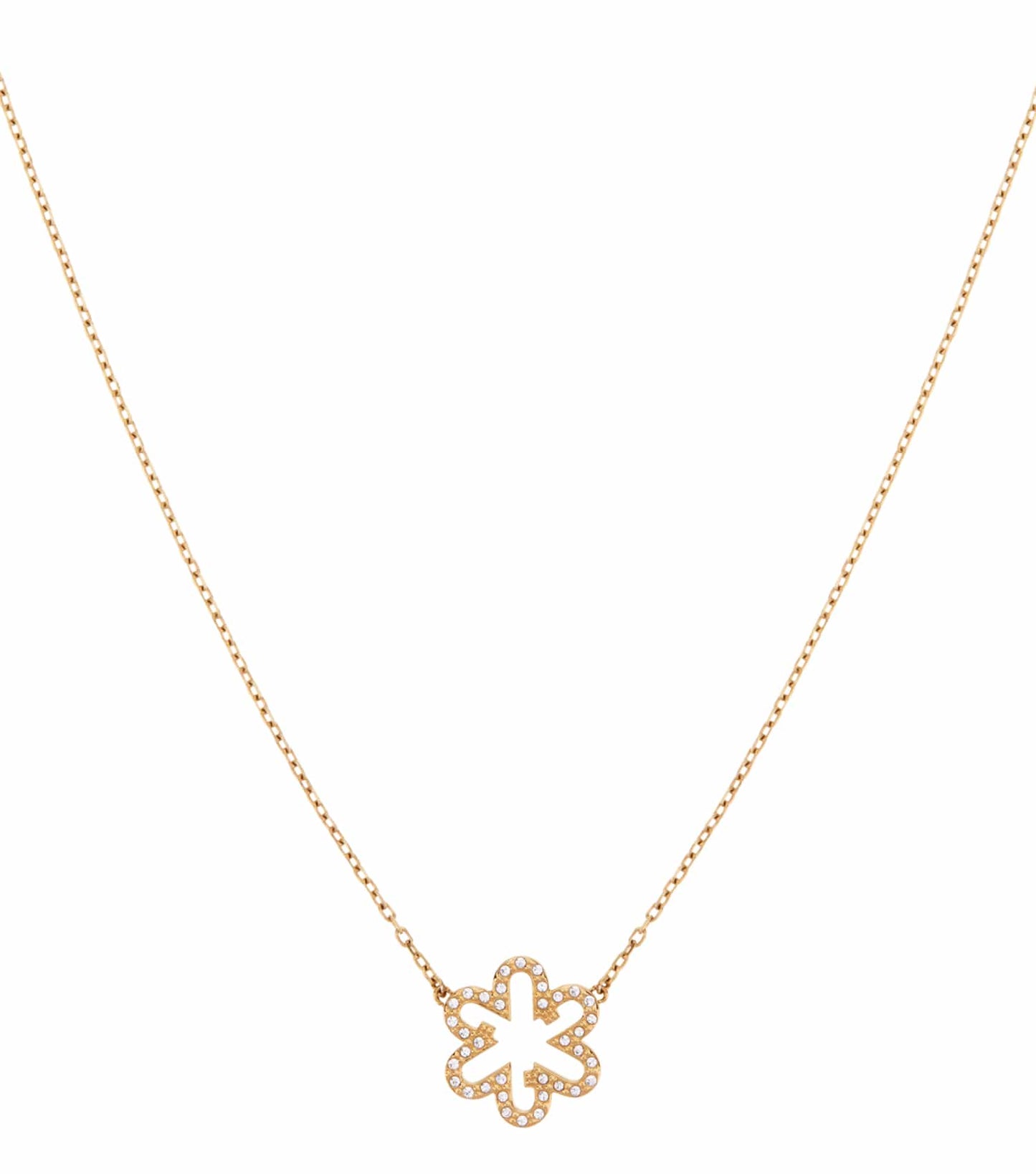 Women Fleur Necklace Gold Stainless steel & crystals