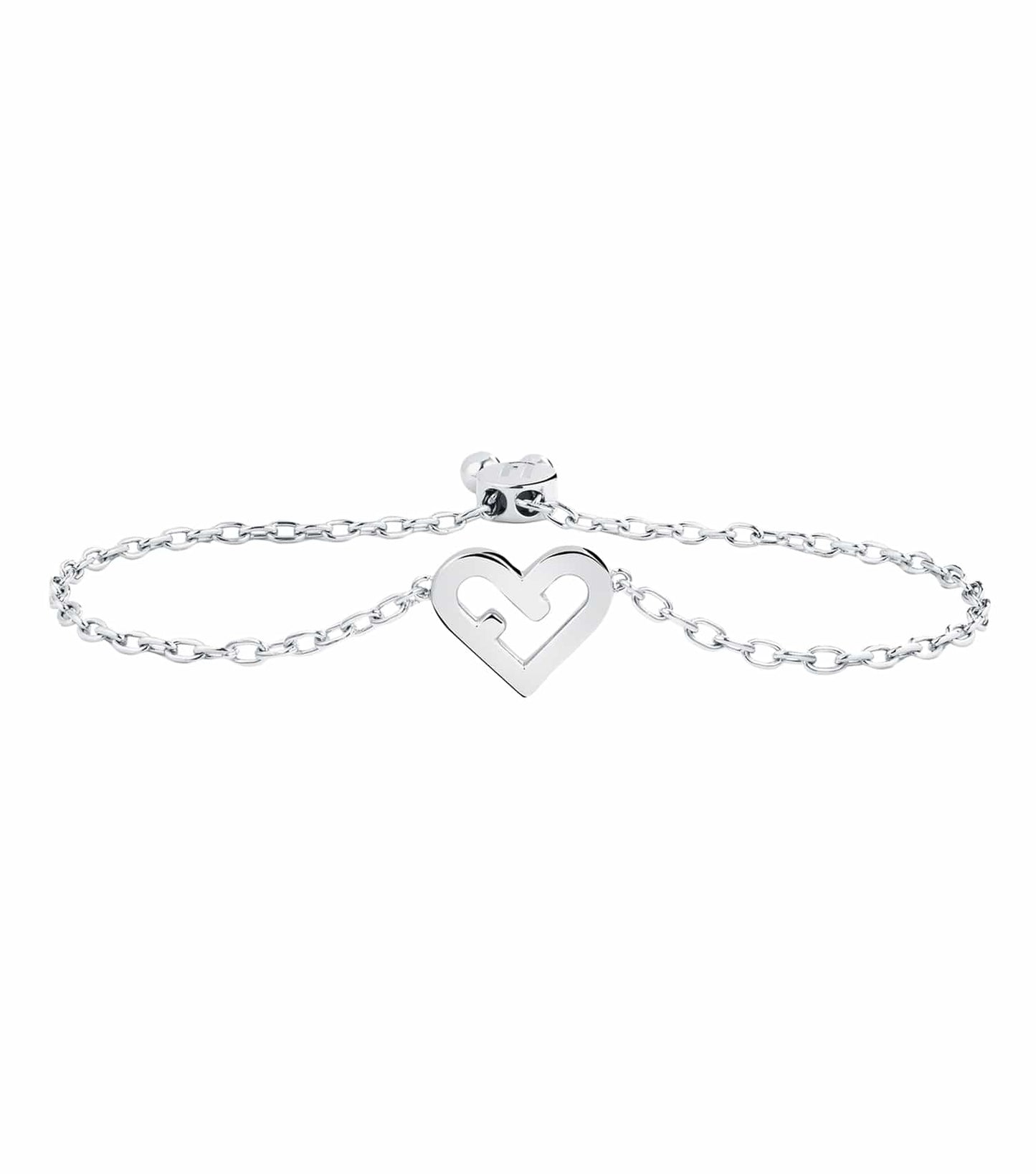 Furla silver bracelet with a minimalist design displayed at a 45-degree angle, showcasing elegance and luxury craftsmanship.