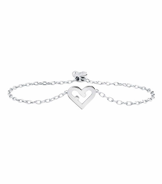 Furla silver bracelet with a minimalist design displayed at a 45-degree angle, showcasing elegance and luxury craftsmanship.