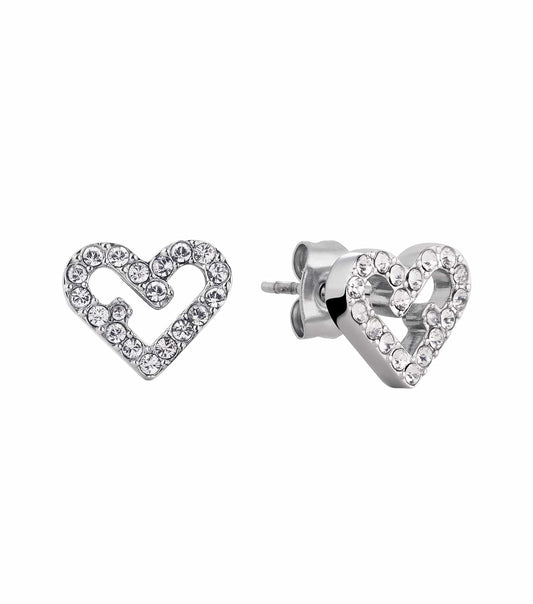 Furla silver earring from a side angle showcasing sleek, minimalist design with a polished finish, perfect for elegant style enthusiasts.