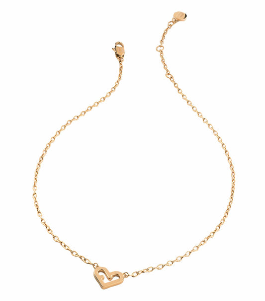 Furla rose gold necklace displayed at a 45-degree angle, showcasing an elegant chain and minimalist pendant on white background.