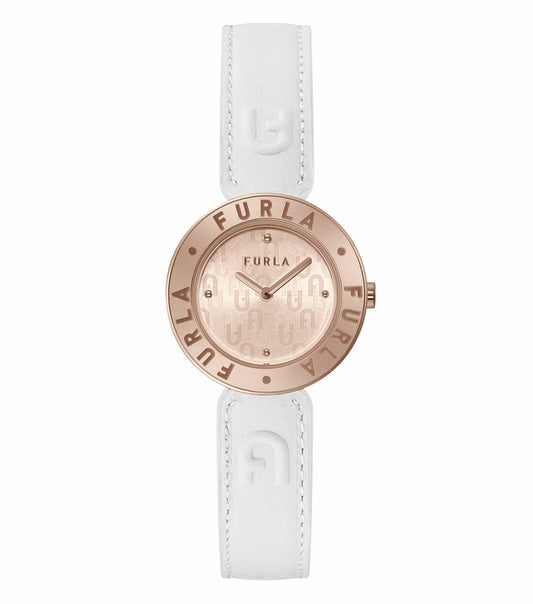 Elegant Furla watch with a sleek none color design, captured from a front angle, showcasing its timeless appeal.