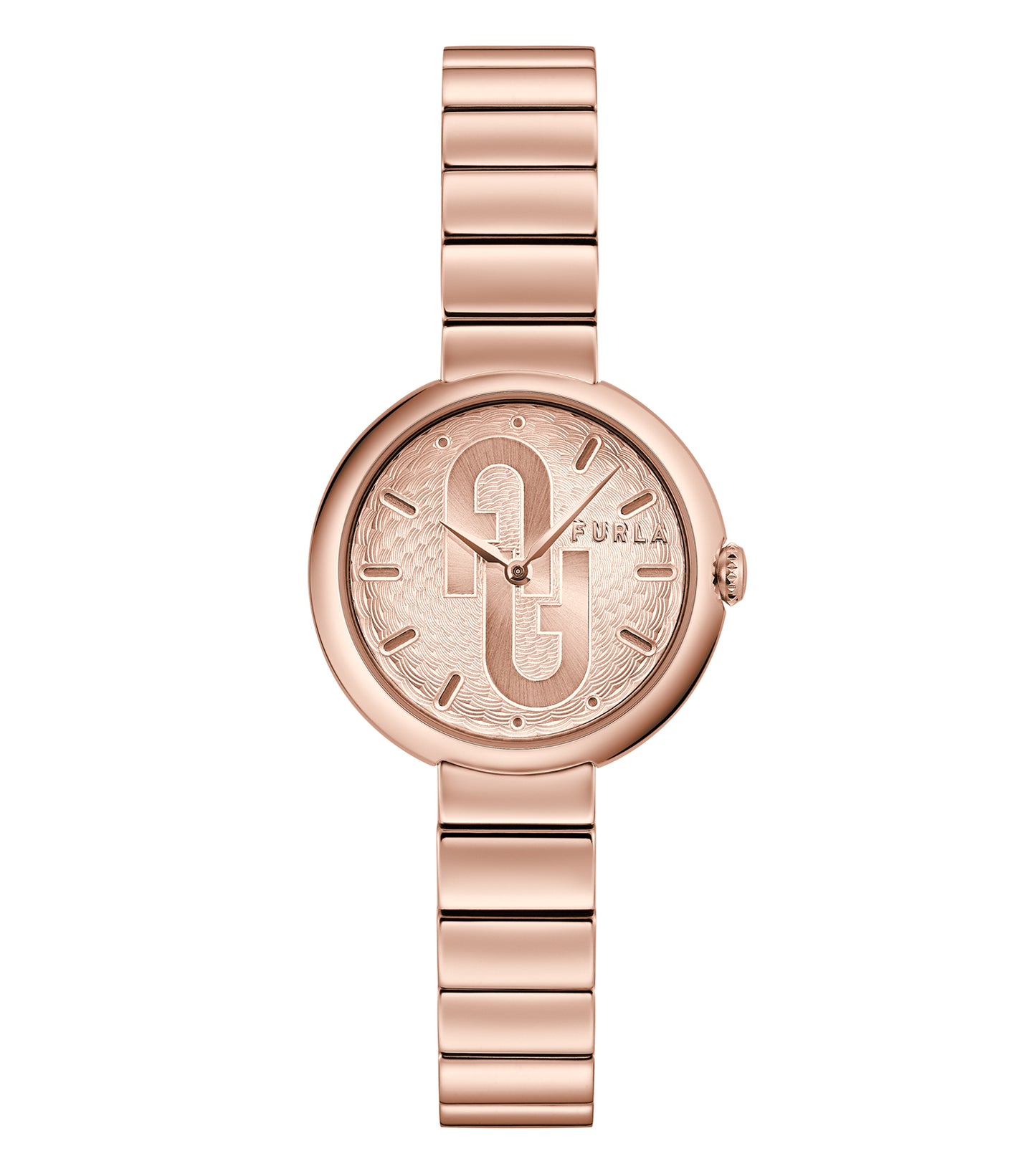 Furla watch in none color on a front view, showcasing its sleek minimalist design, elegant strap, and modern round face.