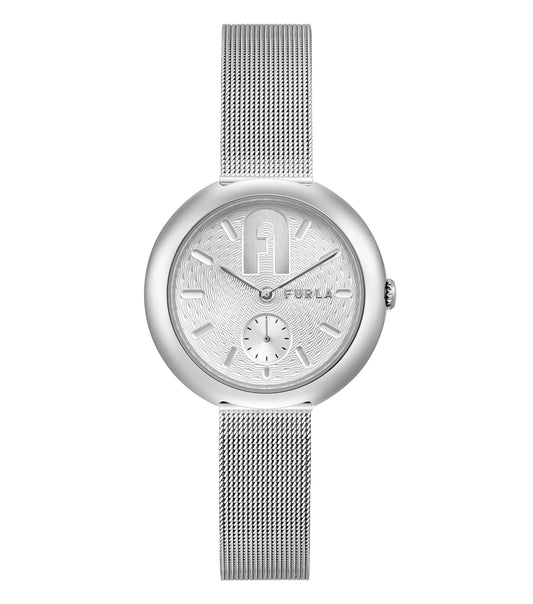 Elegant Furla watch with 1 rich brown strap and rose gold casing, displayed at a 36-degree angle, ideal for style enthusiasts.