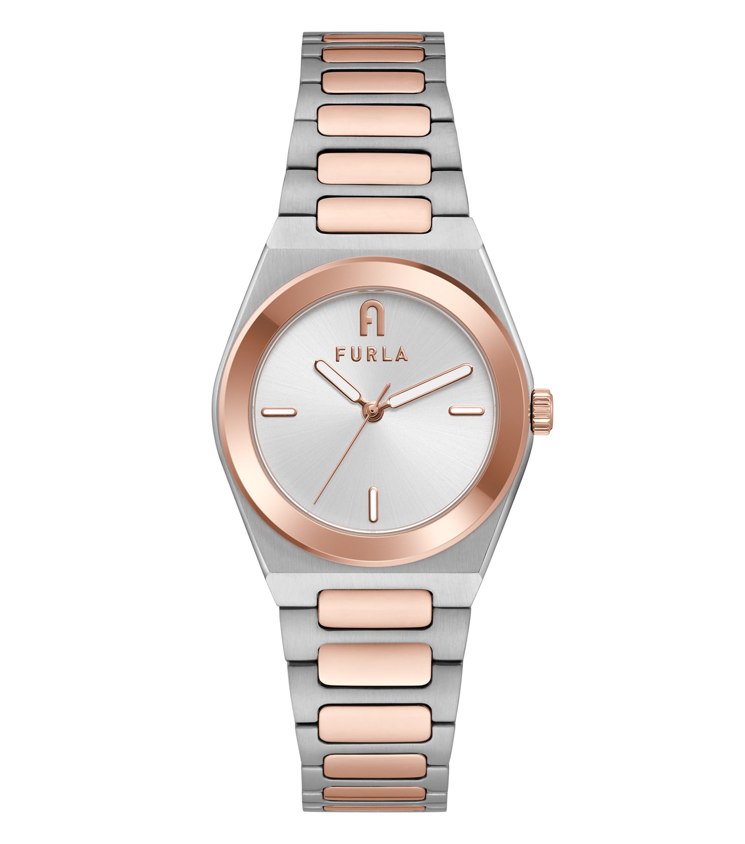 Furla watch in monochrome, showcasing side profile; sleek design, minimalist face, single-color elegance, stylish timepiece.