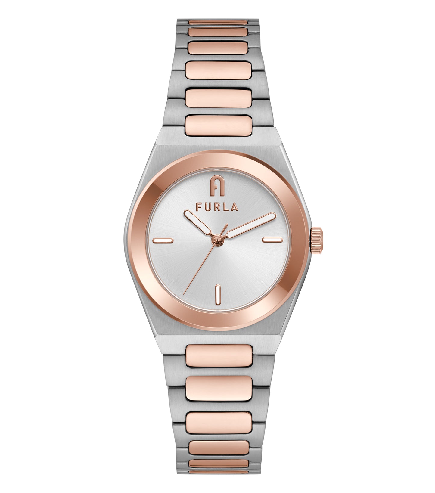 Furla watch in monochrome, showcasing side profile; sleek design, minimalist face, single-color elegance, stylish timepiece.