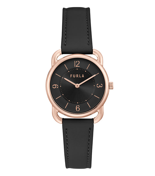 Furla Quartz Watch in vibrant purple, showcasing a sleek design from a front-facing angle, highlighted by a minimalist dial.