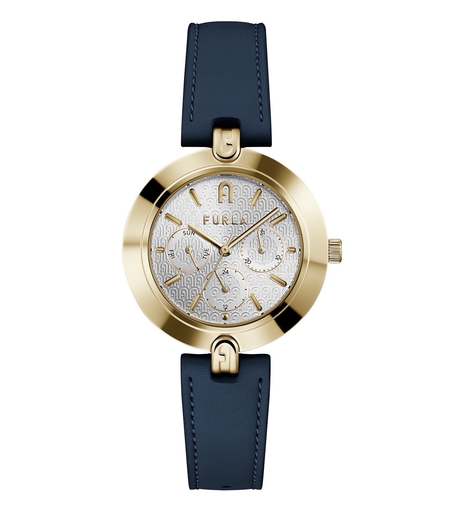 Furla watch WW00030001L2 in vibrant red color, captured at a 45-degree angle, highlighting its elegant round dial and sleek design.