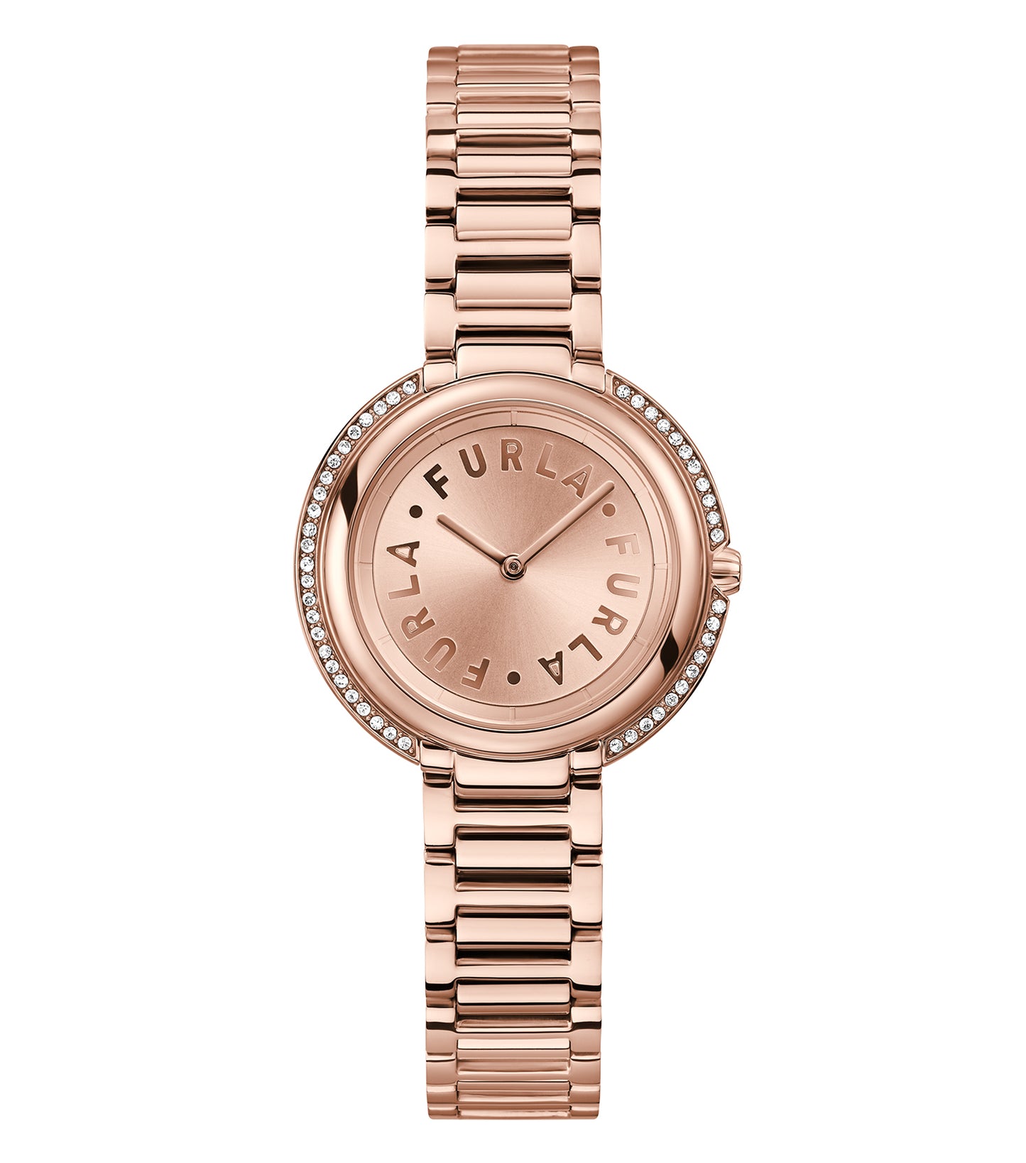 Furla watch in an elegant None color, side angle showing wristband detail and minimalist dial, epitome of classic style.