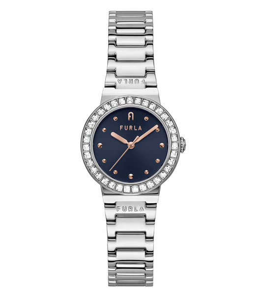 Furla Tortona watch with elegant rectangular dial, angled showcasing its sophisticated design, in neutral Tortona hue.