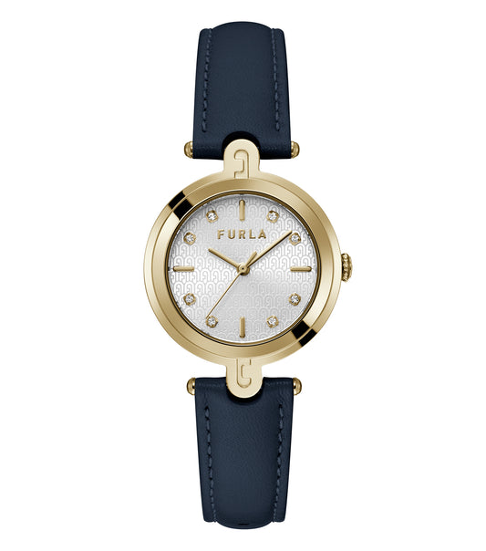 Furla Watch with elegant gold-tone detailing, seen from a top-angle, showcasing its sophisticated minimalist design.