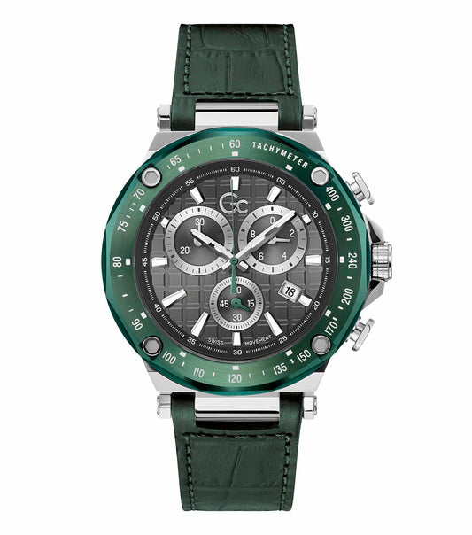 GC brand men’s watch with None color dial, gold accents, and hexagonal 45-degree angle view, exuding elegance and sophistication.
