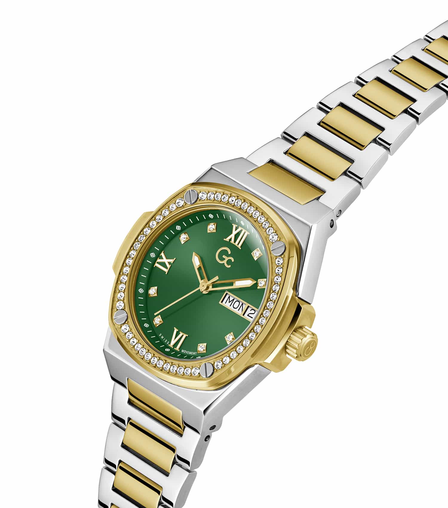 Women Coussin Shape Lady Quartz Watch 36mm with Green Dial