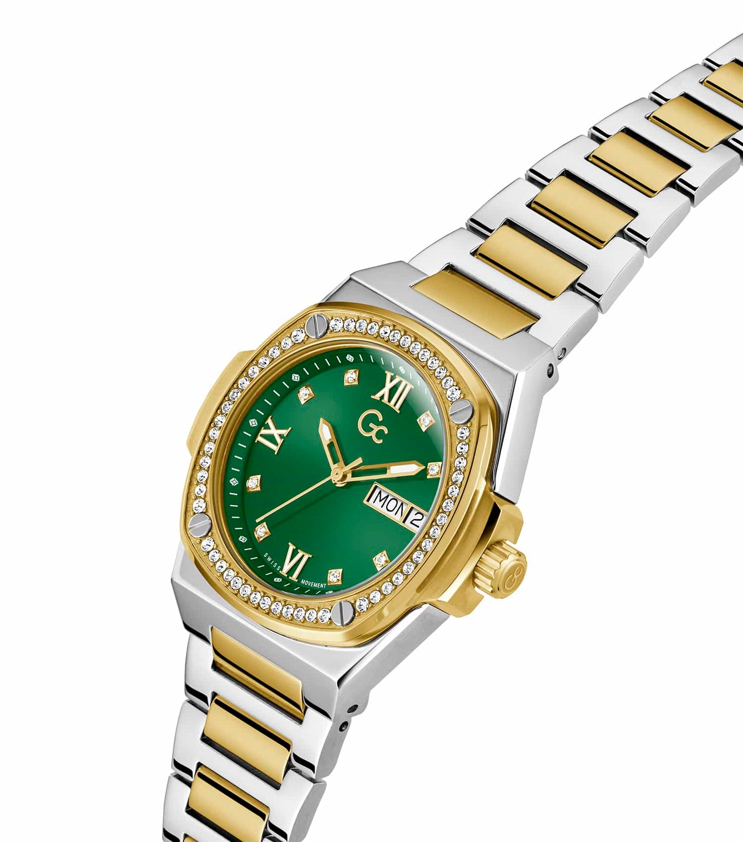 Women Coussin Shape Lady Quartz Watch 36mm with Green Dial